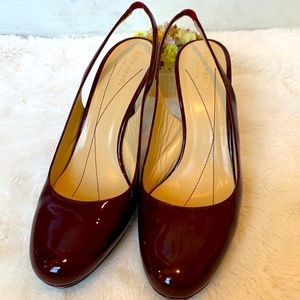 Kate Spade ♠️ Burgundy Patent Leather Slingback Pumps Platforms Size 9.5